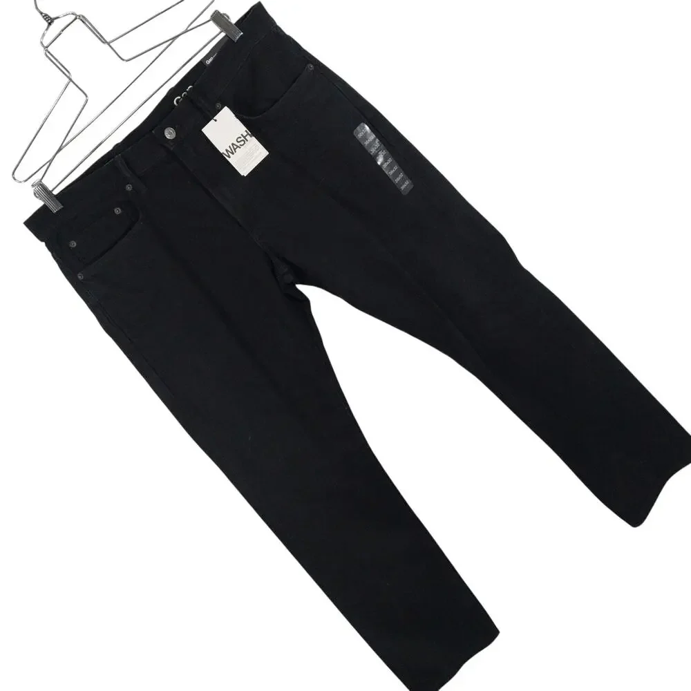 NWT@$70! THE GAP! RICH BLACK DENIM 5 POCKET, LIW RISE, SLIM LEG JEANS! SZ 36X32
